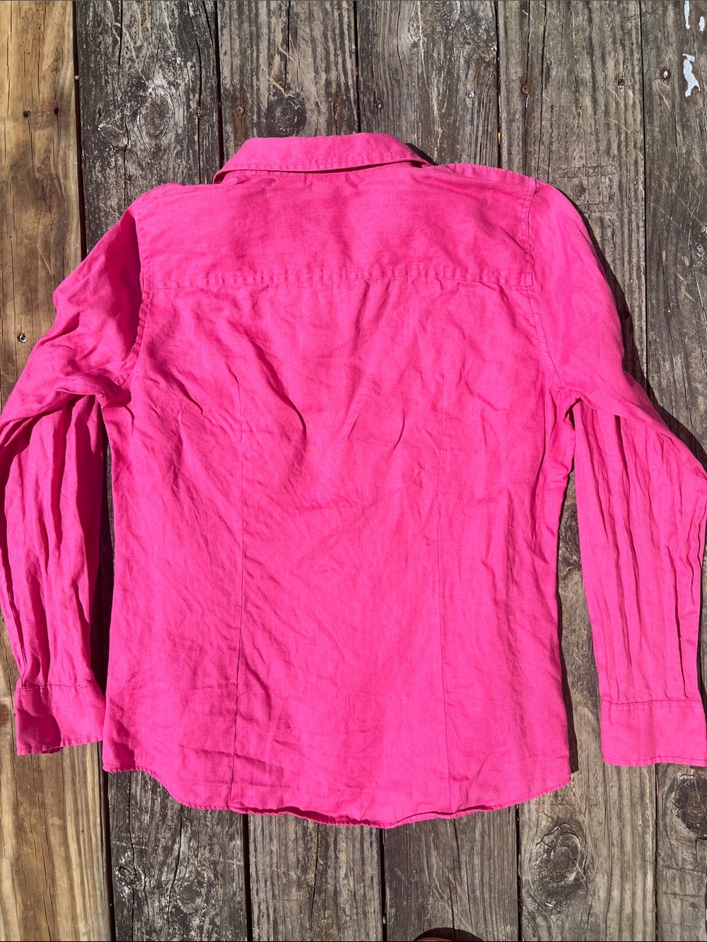 LL Bean 100% Linen Long Sleeve Button Down Pink - Picture 3 of 3
